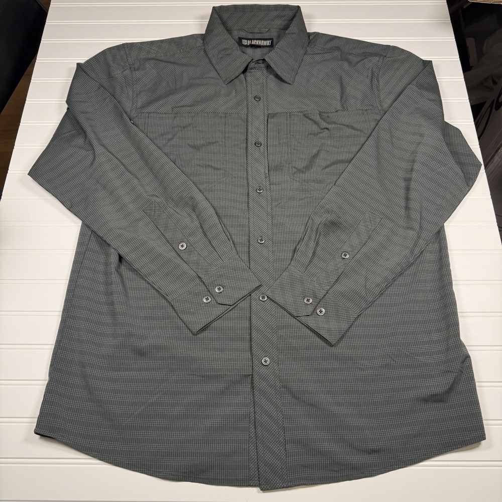 Blackhawk Snap Up Tactical Shirt Men's Large Grey Black Striped GUC - Picture 3 of 8